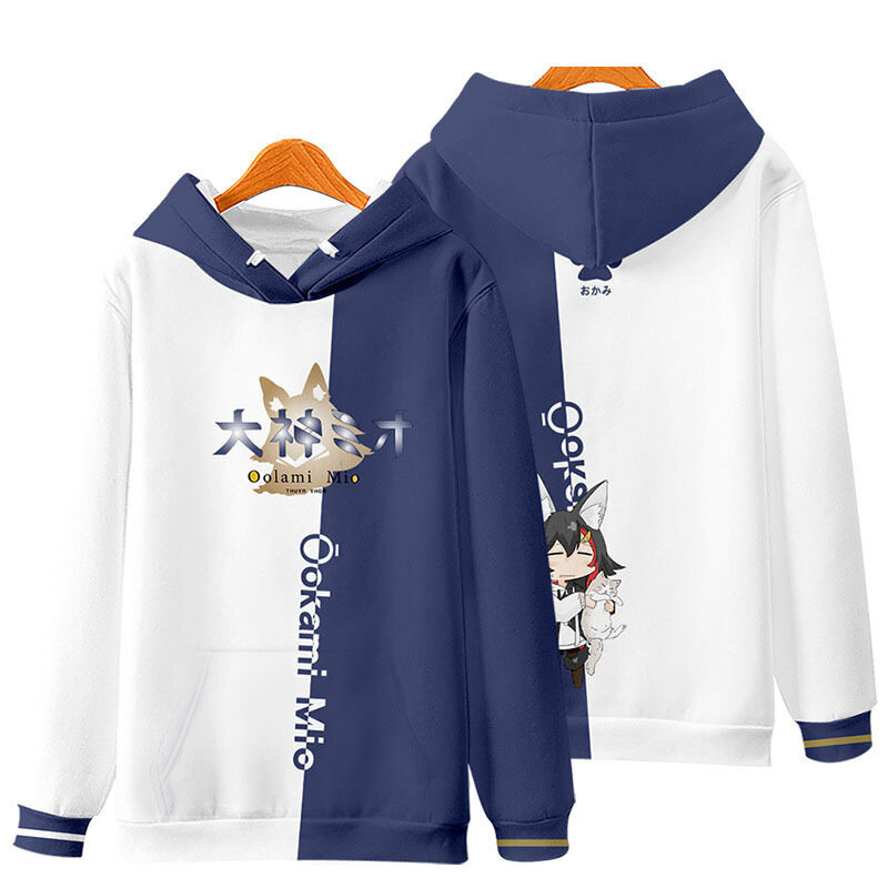 Holovive VTuber Ookami Mio Cosplay felpa con cappuccio Anime 3D Print uomo/donna autunno felpe con cappuccio felpa manica lunga Pollover giacche