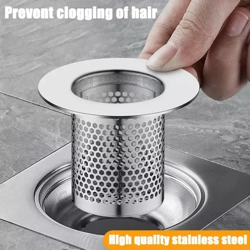 Stainless Steel Floor Drain Filter Kitchen Water Sink Drain Strainer Stopper Anti Clogging Filters Bathroom Bathrub Hair Catcher