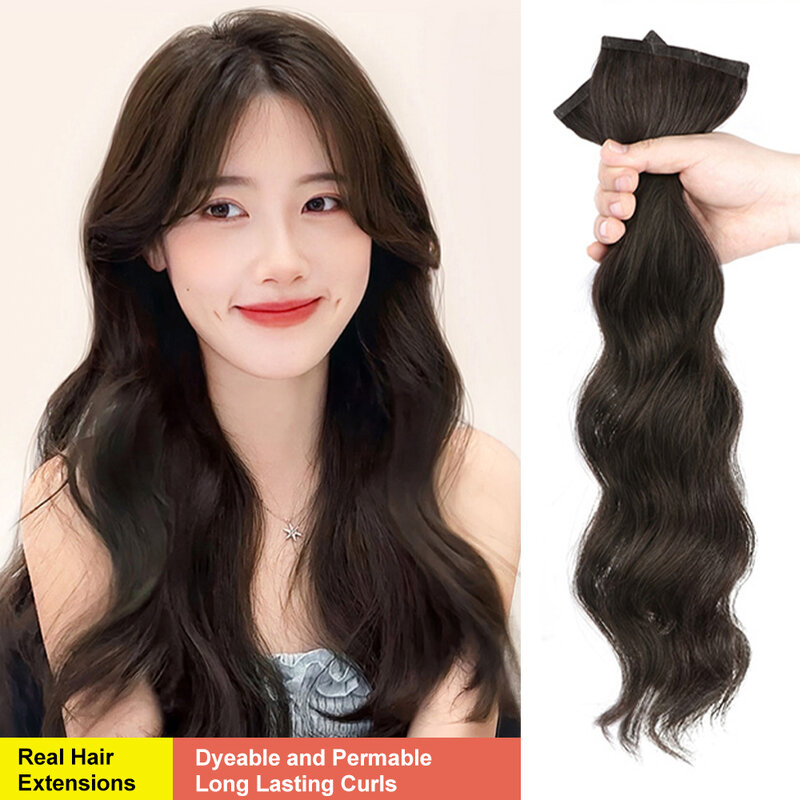 Extensiones de cabello humano con Clip para mujer, cabello humano Real de 3 piezas, liso, sedoso, color negro Natural, Remy