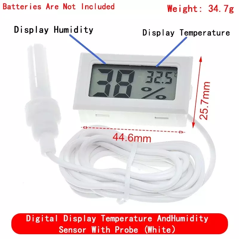 Termometer Digital LCD Mini digunakan, alat pengukur temperatur kelembapan-50-110 ℃ Sensor kulkas dalam dan luar ruangan