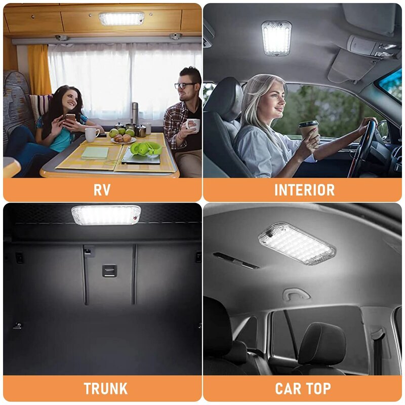 Plafonnier LED universel avec interrupteur marche/arrêt, luminaire d'intérieur, luminaire de plafond, idéal pour une voiture ou un camion, 10/48 W, 12/85V, 2 pièces