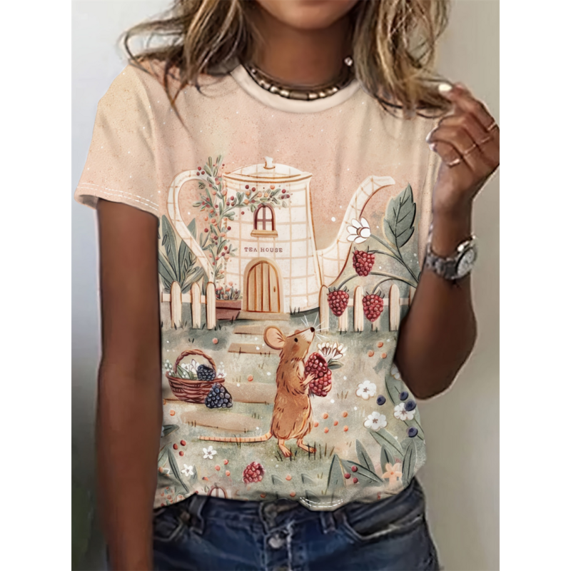 女性のための3Dプリントカジュアル半袖Tシャツ,特大の原宿服,新しい夏のファッション,2022