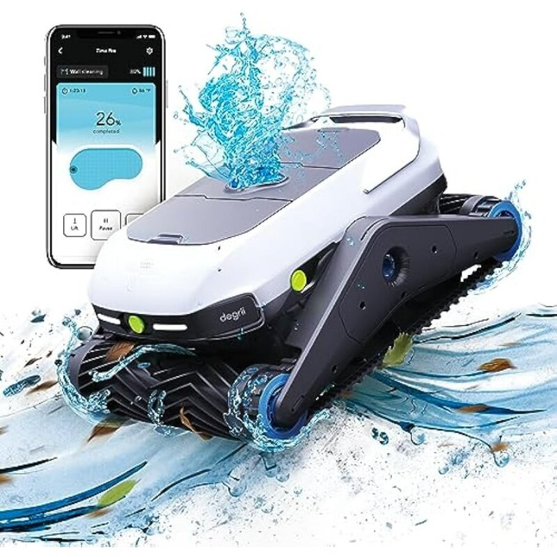 Cordless Robotic Pool Cleaner - Wall & Waterline Cleaning, Smart Mapping Pool Cleaner with 180µm Filter, Intelligent APP Control