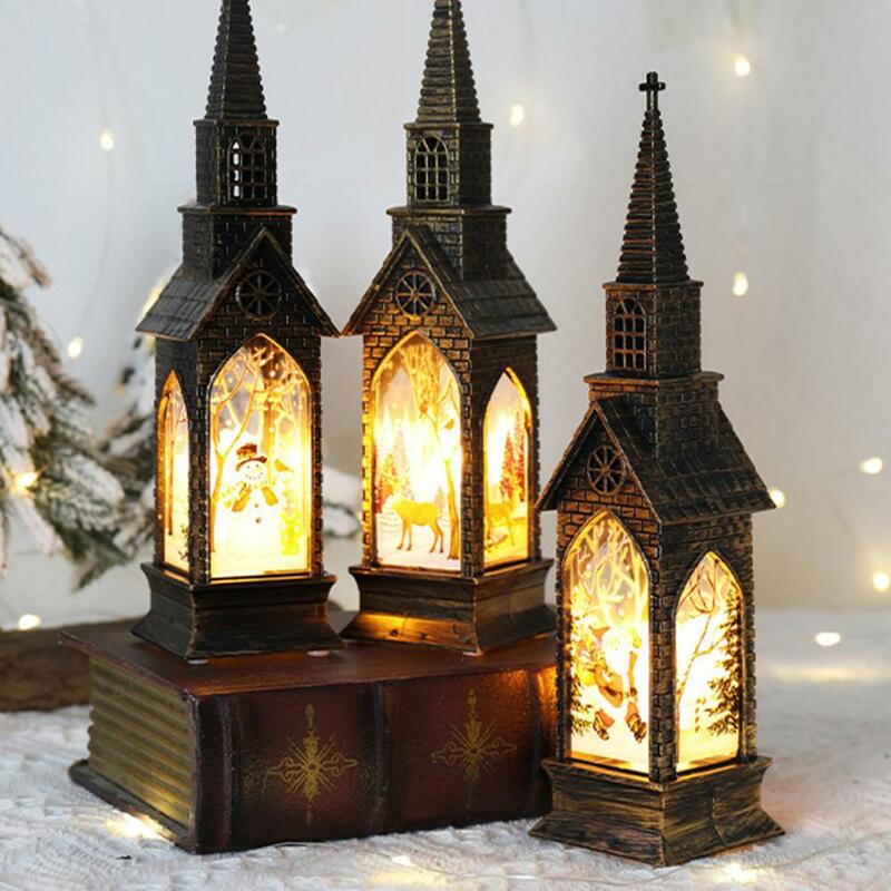 Lunimous House-Lámpara de Navidad Vintage, luz de Casa brillante operada por batería, decoración portátil para el hogar