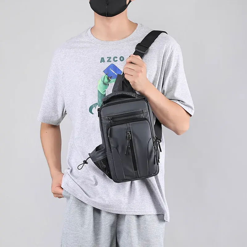 Men's Fashion Crossbody Bag Multi Way Backpack Men's One Shoulder Bag Waterproof Chest Bag Portable USB Charging Chest Bag