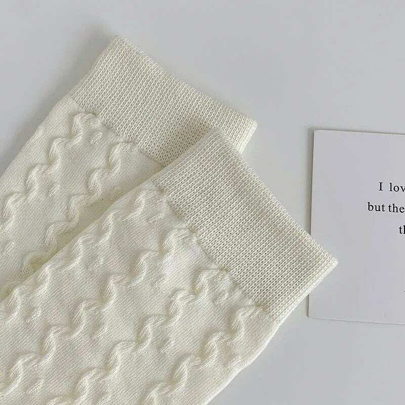Calcetines de algodón transpirables para mujer, medias de tubo medio, estilo japonés coreano, bonita tendencia dulce