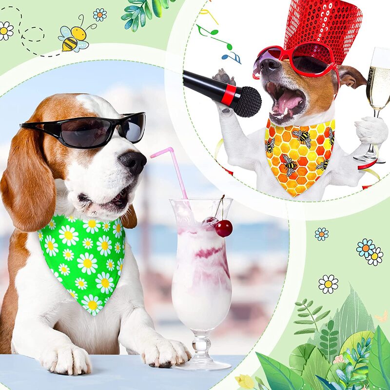 50 pacote flor floral cão bandanas primavera abelha poliéster triângulo cachecol do cão com padrões de flores para pequeno médio grande cão pet