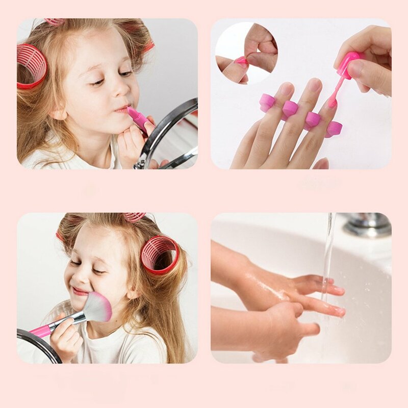 Детская косметика для макияжа Набор для игр моющиеся тени для век Кисть помада лак для ногтей безопасные нетоксичные игрушки набор подарок на день рождения