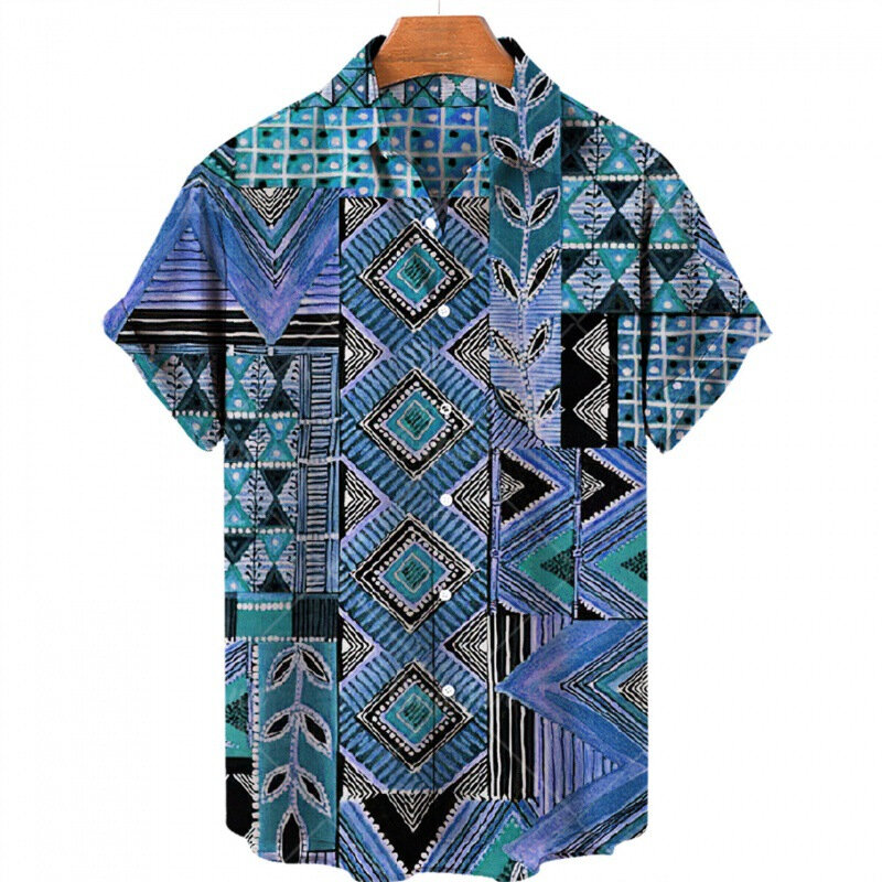 남성용 하와이 해변 캐주얼 셔츠, 아프리카 전통, 3D 프린트 패션 블라우스, 반팔, 여성 의류, 2024 스트리트웨어, Camisa