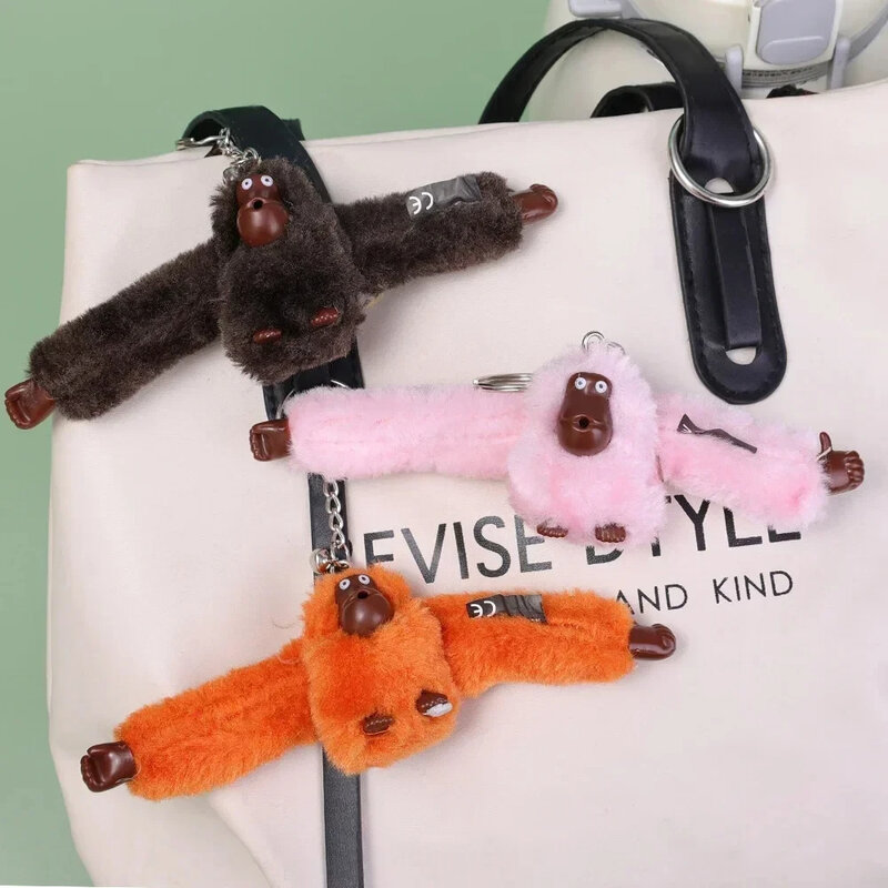 Stuffed Gorilla Keychain Animal Ornaments Key Ring Cute Plush Monkey Keychain Decorative Bag Pendant Interesting Birthday Gifts