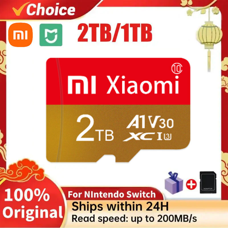 Mijia การ์ดหน่วยความจำ Xiaomi ความเร็วสูงการ์ดหน่วยความจำ SD 2TB 1TB 128GB 256GB 64GB Micro SD TF แฟลชการ์ดสำหรับ Nintendo switch/lite
