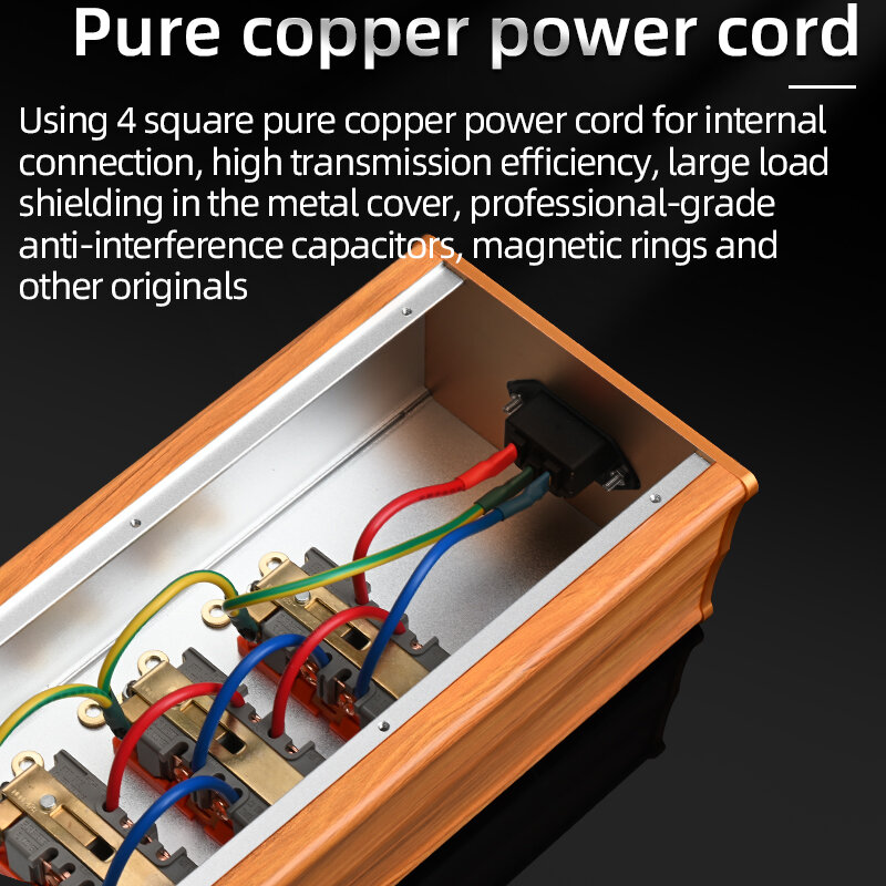 HIFI power US row plug high-power wood grain aluminum alloy socket audio PA special power socket