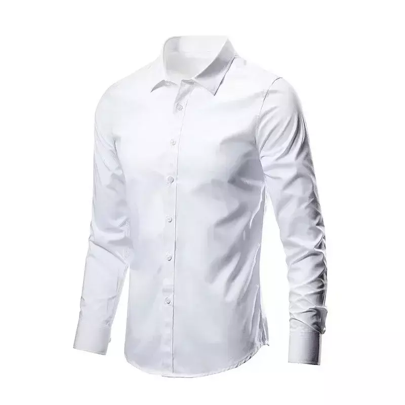 Camisa masculina de manga comprida de negócios, camisa casual formal, camisa branca pura, versão coreana, magra, trabalho profissional, bonito, XX350-Men