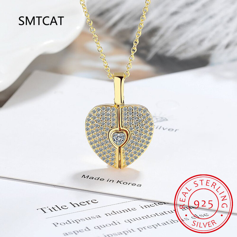 Ciondolo con diamante Moissanite a forma di cuore collana in argento Sterling massiccio 925 regalo di fidanzamento di gioielli all'ingrosso di alta qualità