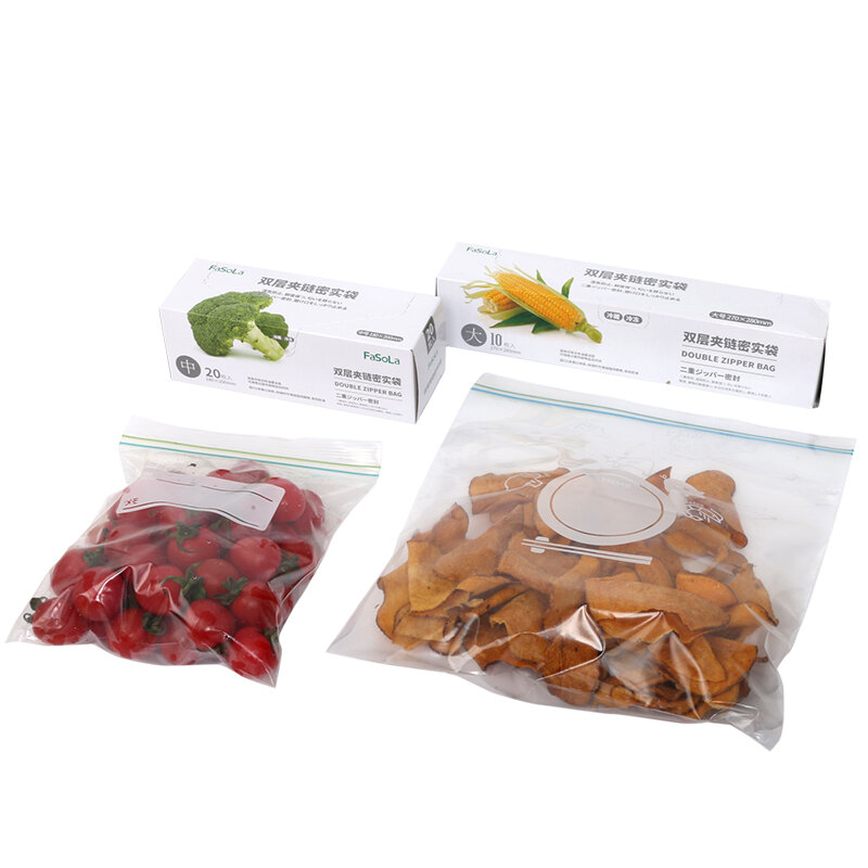 LDPE Ziplock Bag para Alimentos, Freezer Bags, Double Zip-Lock, Plástico, Produto Personalizado, Custom Factory