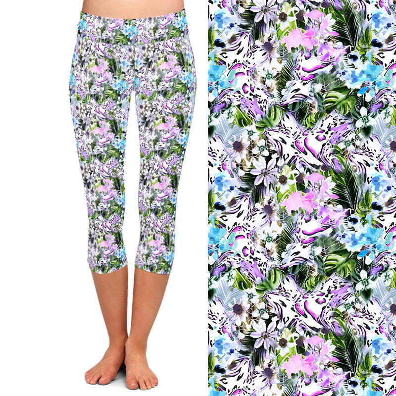 LETSFIND New Floral and Leopard Printed Women High Waist Capri Leggings High Qaility Soft Fitness Pants Summer