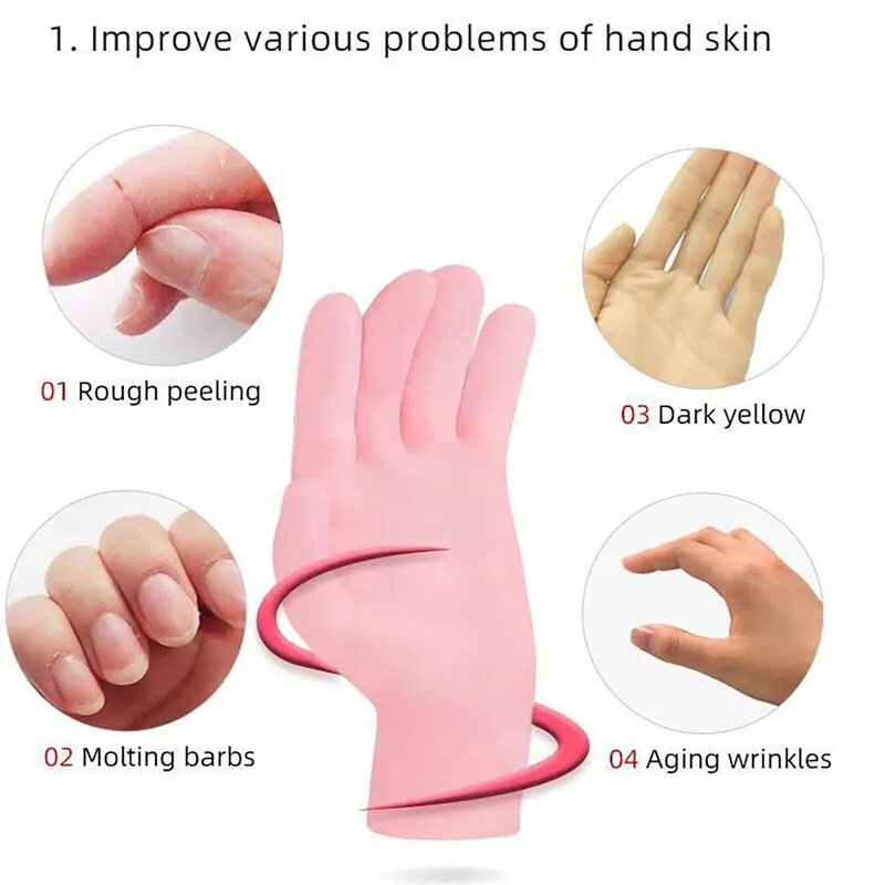 Wieder verwendbare feuchtigkeit spendende Silikon handschuhe Gel geknackt Hand pflege Spa Handschuh wasserdicht