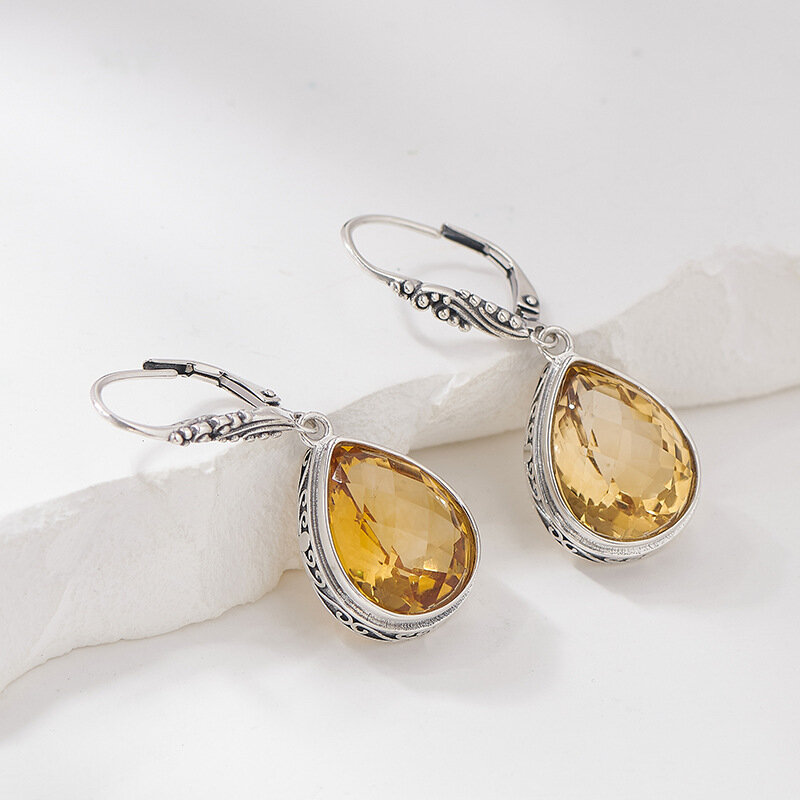 S925 srebrne Charms wiszące kolczyki dla kobiet nowe wieczne rattanowe Argentum z kryształy krople uszami Dop darmowa wysyłka