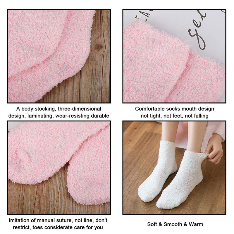 Harajuku Herbst Winter Frauen Socken verdickt Thermal Coral Fleece Boden Socken Fuzzy Soft Candy bunte Socken Kawaii Socken