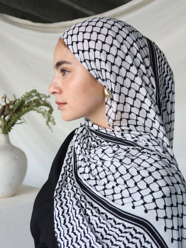 Kuffiyeh impressão lenço de algodão, Hijabs muçulmanos, lenço macio, moda longa, lenços respiráveis, para a frente, xale, Ramadan, tamanho grande