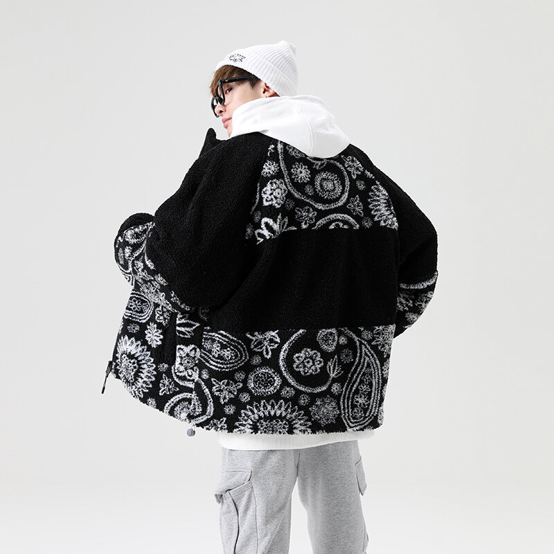 Moda coreana dos homens lambswool inverno jaqueta 2022 nova streetwear moda casual jaqueta de lã de alta qualidade quente casaco de pele do falso topos