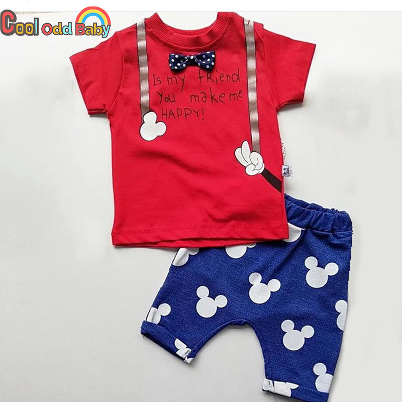 Neugeborene Baby Sommer Baby Kleidung Set lässig T-Shirt Brief ärmel los und drucken Cartoons Shorts Hosen 2 Stück Sport kleidung