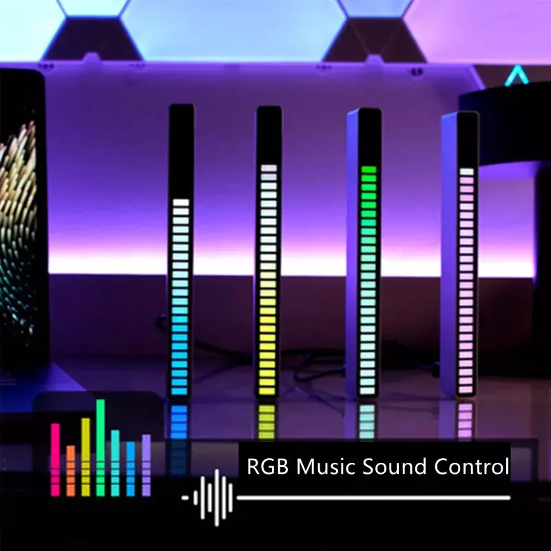 الإبداعية RGB الموسيقى التحكم الصوتي ضوء APP LED مستوى ضوء سيارة لاعب جو مصابيح DJ بار أضواء ثلاثية الأبعاد الجدة إيقاع مصباح