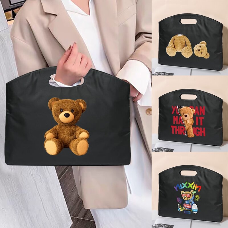 Briefcases Bag Document Office Portable Handbag Cartoon Bear Printed Laptop Protection Case Business Conference Document Tote