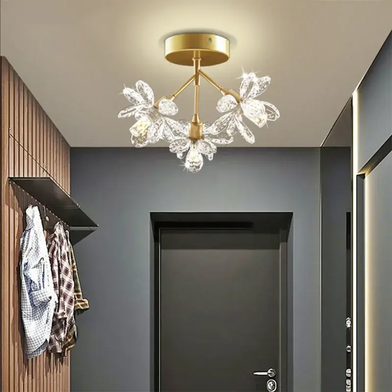 Lampu plafon rumah lampu gantung dalam ruangan LED, lampu gantung restoran ruang tamu dekorasi Modern koridor pencahayaan kristal
