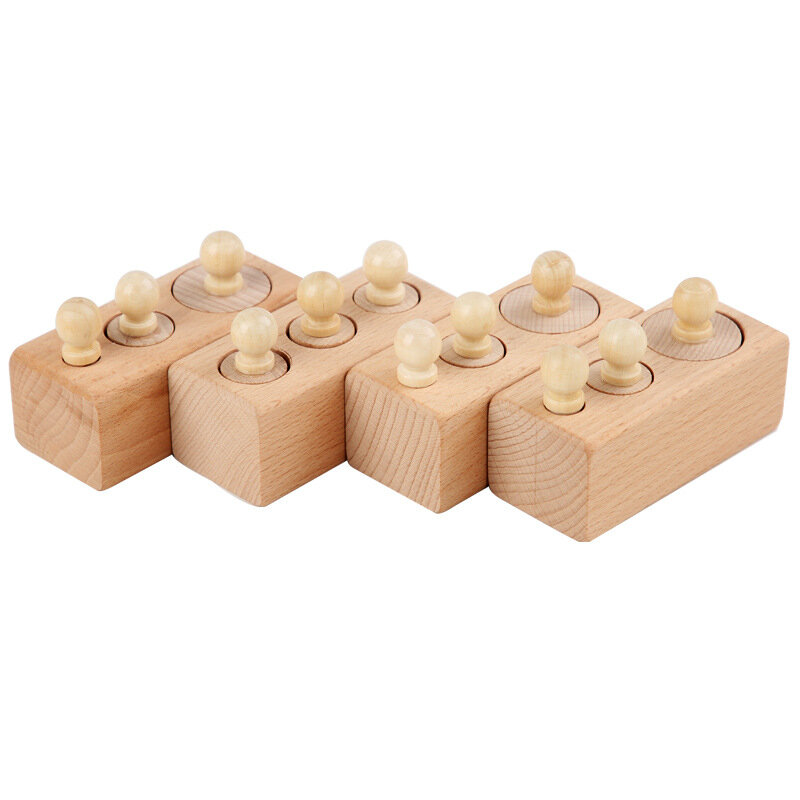 Mini cilindro de enchufe de madera de haya Montessori para niños, juguetes de Educación Temprana a juego, juguete científico de coordinación mano-ojo