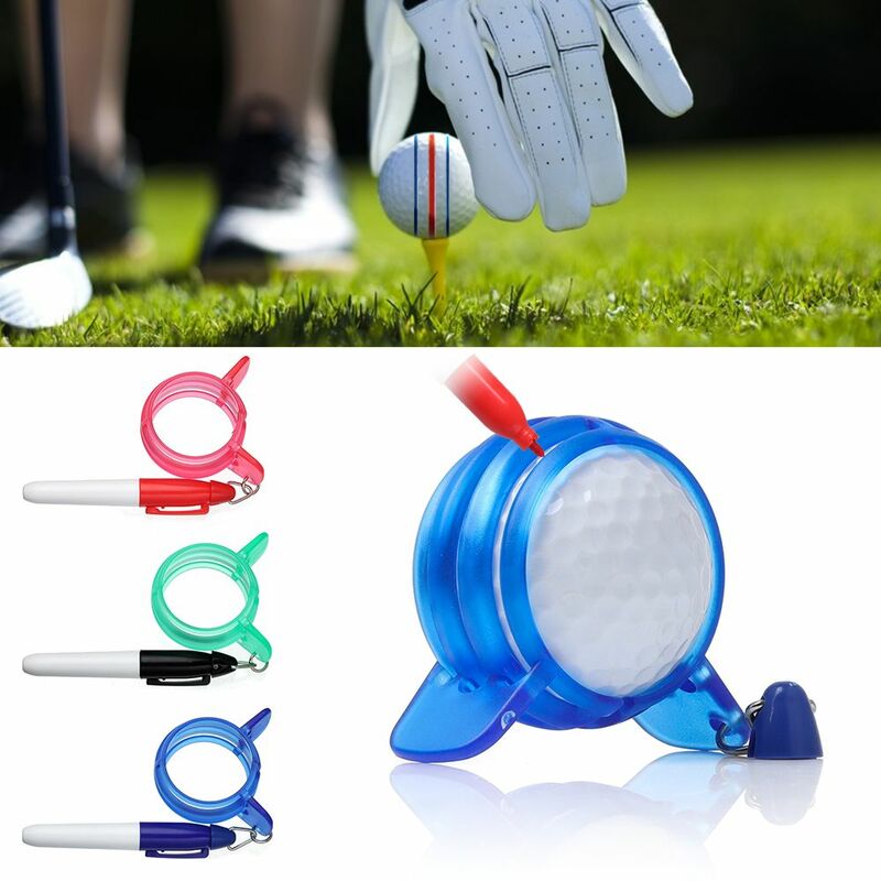 Juego de rotuladores de plástico con plantilla deportiva, marcador de línea de 360 grados, Clip de marca, delineador de pelota de Golf, 1 Juego