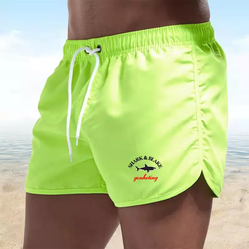 Shorts de natação estampados masculinos, shorts de praia sexy, maiô surf, moda verão 2024