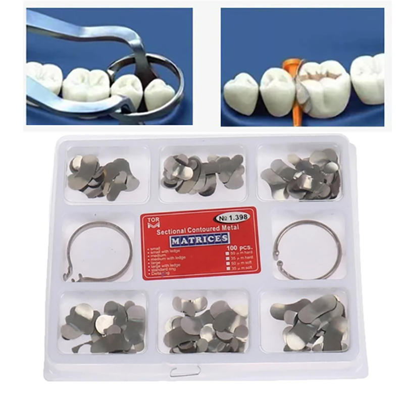 مصفوفات محيطية من قطاعات الأسنان ، أربطة إعادة ملء المصفوفة ، أسافين S ، M ، L ، 35 ميكرومتر ،