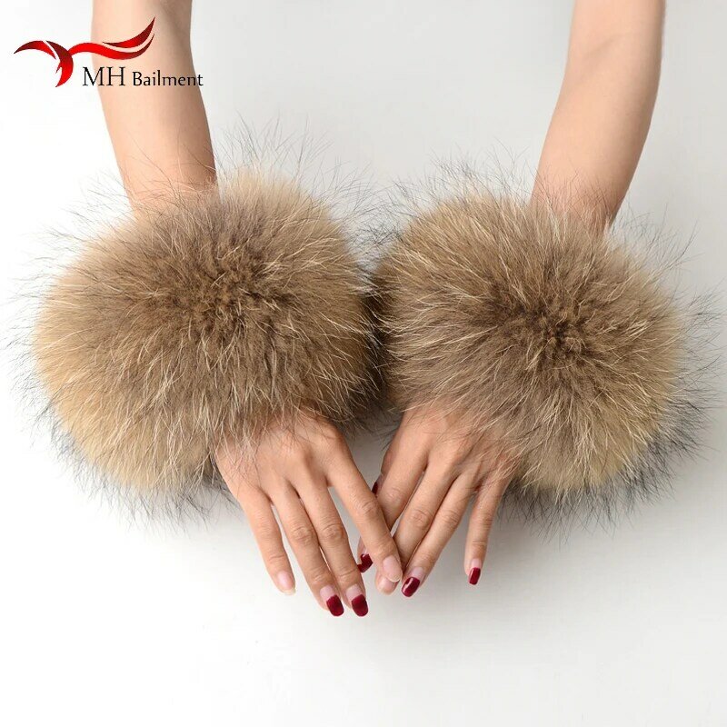 Nature Genuine Fur Cuff Oversize Real Raccoon Fur Boot Cuff Sleeves Sleeve For Women Winter Coat Downcoat X#2