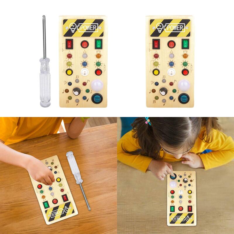 Switches Busy Board Fine Motor Skills Activity Board Sensory Toys Early Educational for Kids Travel Preschool 1-3 Birthday Gifts