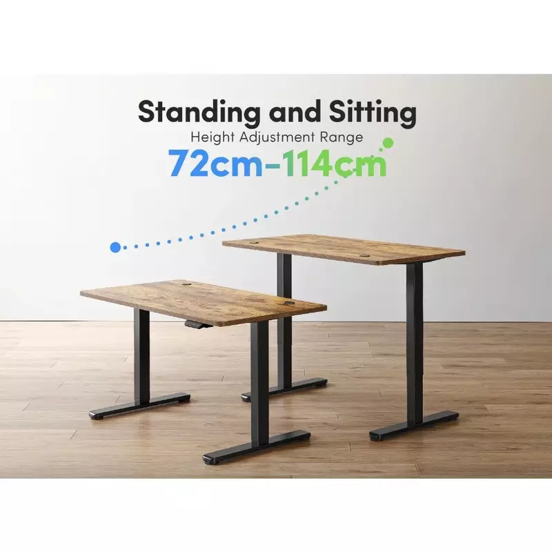 โต๊ะทำงานแนวตรงปรับความสูงได้55X24นิ้วสำนักงานบ้านตั้งตรงโต๊ะคอมพิวเตอร์สีน้ำตาลแบบเรียบง่าย