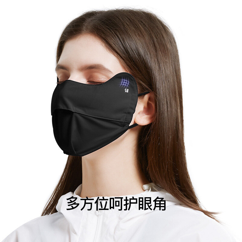 Máscara de protetor solar reutilizável para fêmea, protetor facial, seda de gelo, orelha pendurada, rosto cheio, anti-ultravioleta, tridimensional, verão, nova, 2023