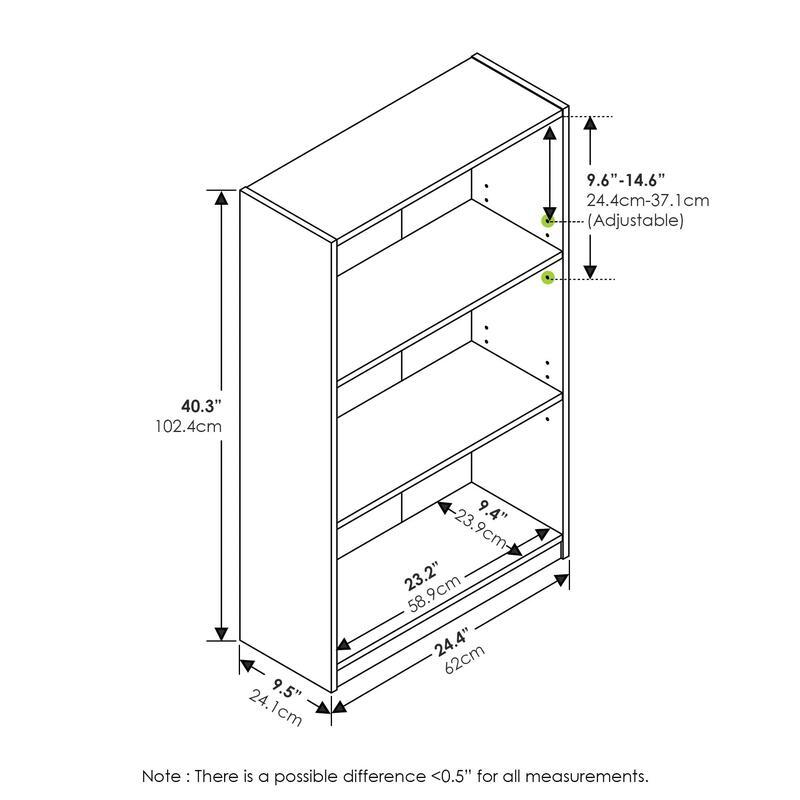 Furinno-Simple Home 3-Tier Shelf, Estante ajustável, azul claro