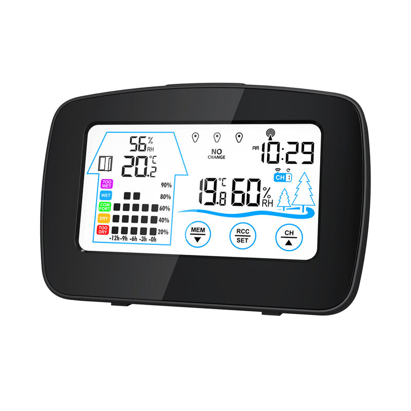 気象観測所時計温度と湿度の時計,屋内と屋外の温度を測定するためのワイヤレス温度計,アラーム付き