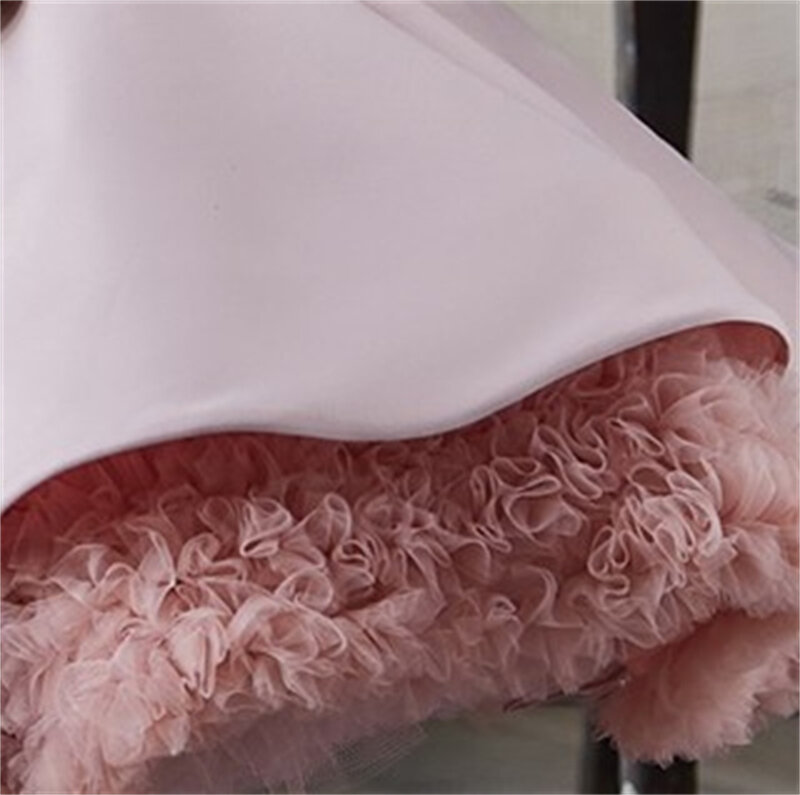 Розовое Пышное многослойное платье на одно плечо с блестками и цветами для девочек на свадьбу милое детское платье для первого причастия
