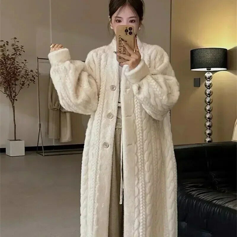 Long Imitation Fur Coat For Women Winter Loose And Slimming Thickened Environmental Faux Fur Coat Long Loose Soft Cardigan Coats