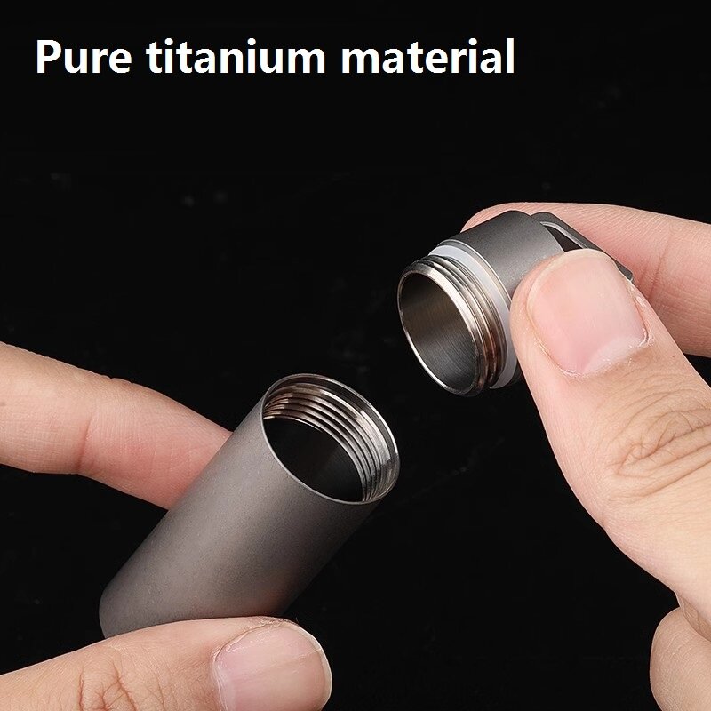 Titanium Alloy portátil emergência pílula garrafa, impermeável, única camada, anti derrapante e leve, armazém
