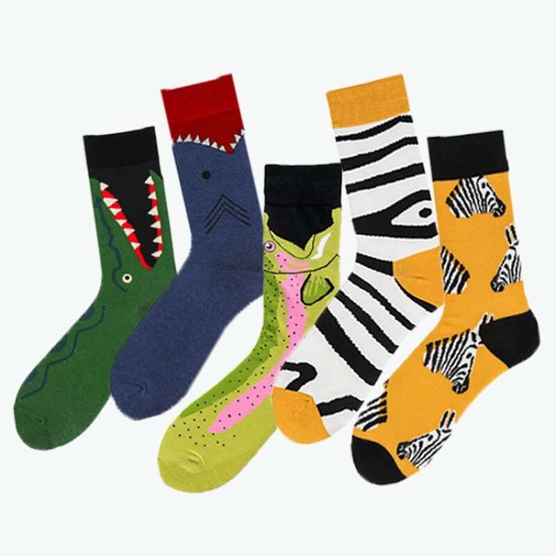 Chaussettes unisexes en coton Happy Socks pour hommes, Skateboard de rue, Fruits, Nourriture, Chiens, Harajuku, Drôle, Garçons, Homme, Décontracté, Cadeau