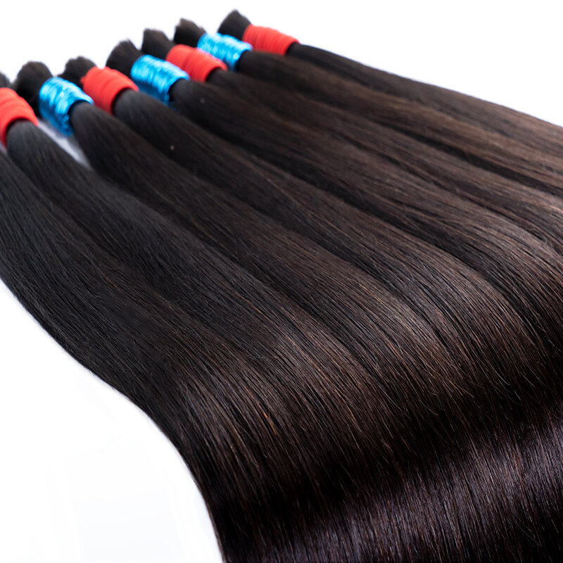 Человеческие плетеные прямые волосы без уточка, 100% индийские натуральные волосы Remy, плетеные необработанные девственные удлинители класса 10A с полными концами
