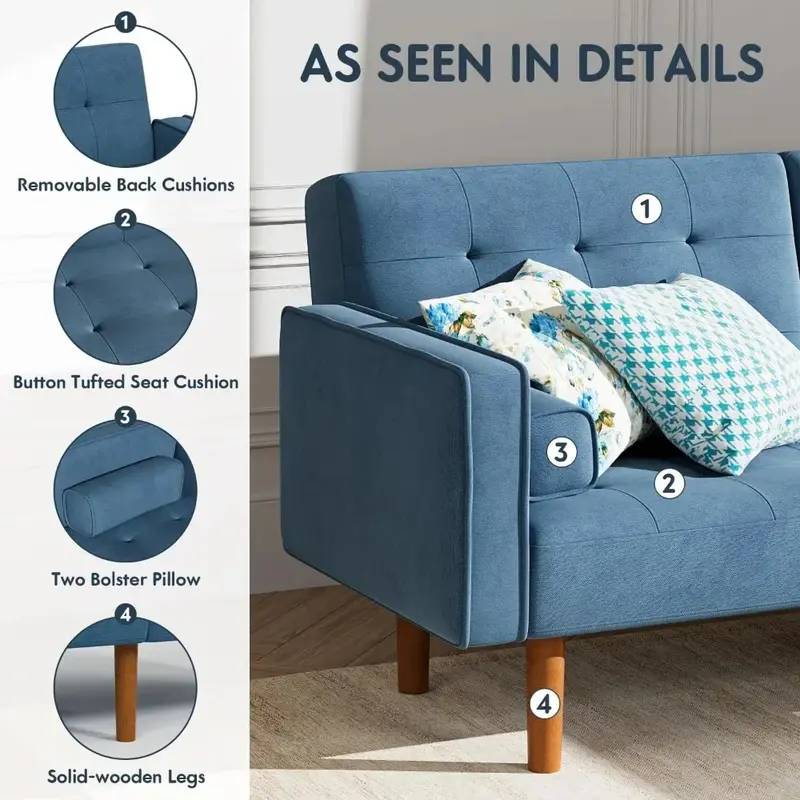 Sofa ruang tamu, kombinasi konversi tempat tidur sofa futon, kain furnitur rumah nyaman