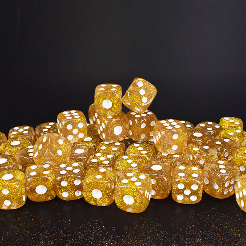 10Pcs High quality 16MM Rounded Crystal Gold Dice Six Sided Spot D6 Playing Games Dice Set For Bar Pub Club Party Board Game