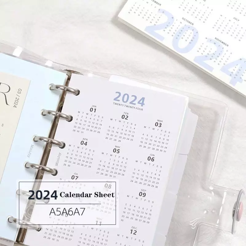 Separadores de cuaderno con calendario, páginas de índice de hojas sueltas, A5, A6, A7, planificador de diario, carpeta, divisor de índice, páginas separadas, papelería, 2024