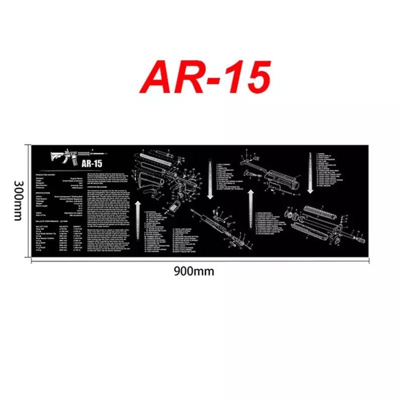 แผ่นยางรองปืนสำหรับทำความสะอาดชิ้นส่วนแผ่นรองเมาส์คำแนะนำสำหรับ AR15 AK47 remington 870 Glock CZ-75 punisher P220 P320 beretta 92 1911