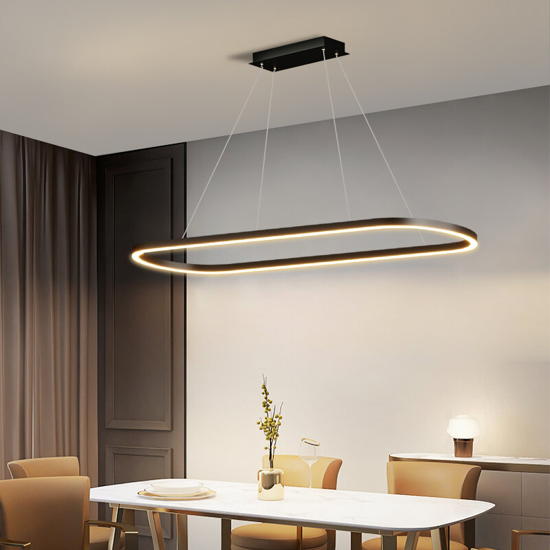Lampe LED Suspendue au Design Minimaliste Moderne, Luminaire Décoratif d'Nik, Disponible en Noir et Blanc, Idéal pour une Table à Manger, un Bar, un Café ou un Restaurant