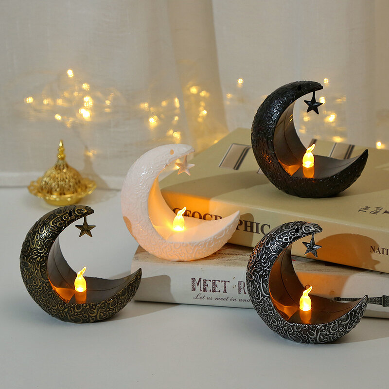 2024 Ramadan Decoration LED Star Moon Candlestick Lamp for Ramadan Kareem Home Decor Lamp Islamic Muslim Eid Mubarak Party Gifts